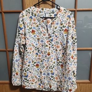 Duluth Trading Womens Artesian Hemp Long Sleeve Cottagecore Shirt Size XL